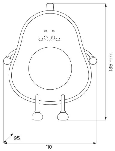 Lampă de veghe pentru copii AVOCADO, LED reîncărcabilă și reglabilă LED/1W/5V 1200 mAh
