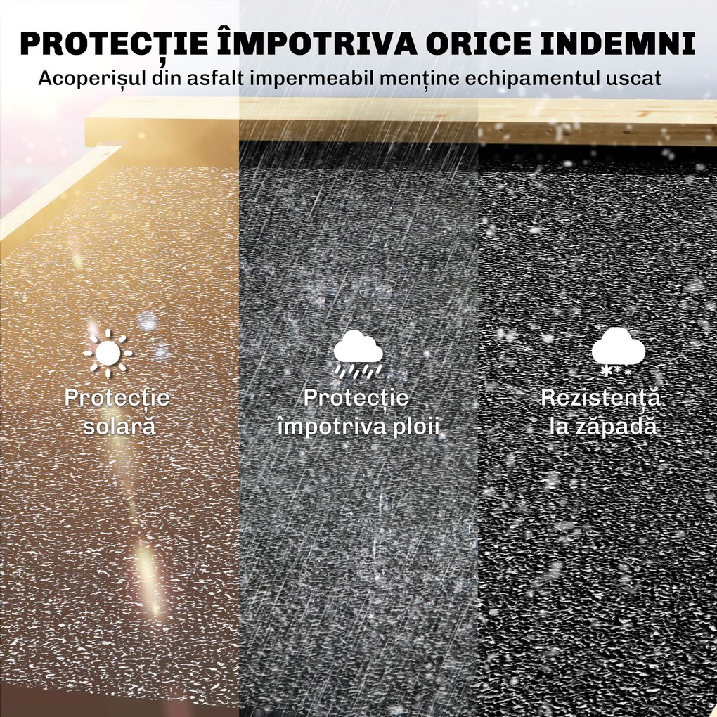 Outsunny Magazie pentru Unelte cu 2 Zone, Rafturi Reglabile și Fereastră, din Lemn de Brad, 106x57x167 cm, Culoare Naturală | Aosom Romania