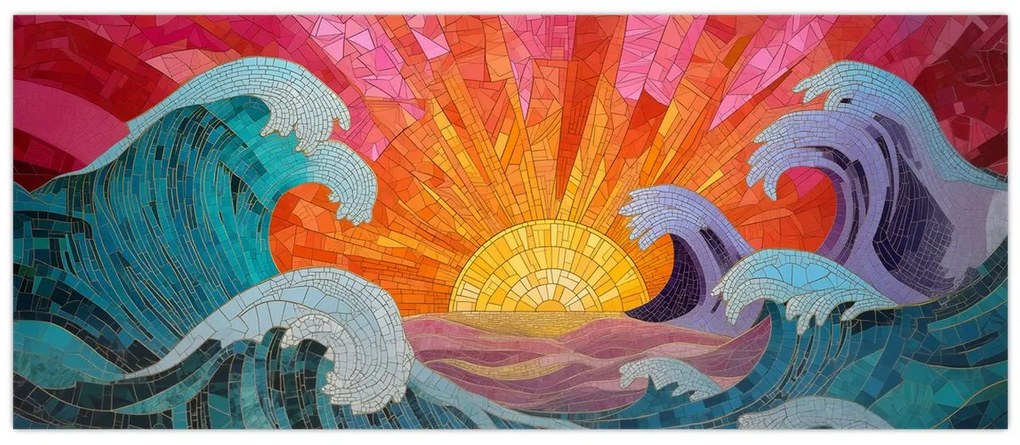 Tablou - Mozaic de valuri (120x50 cm)