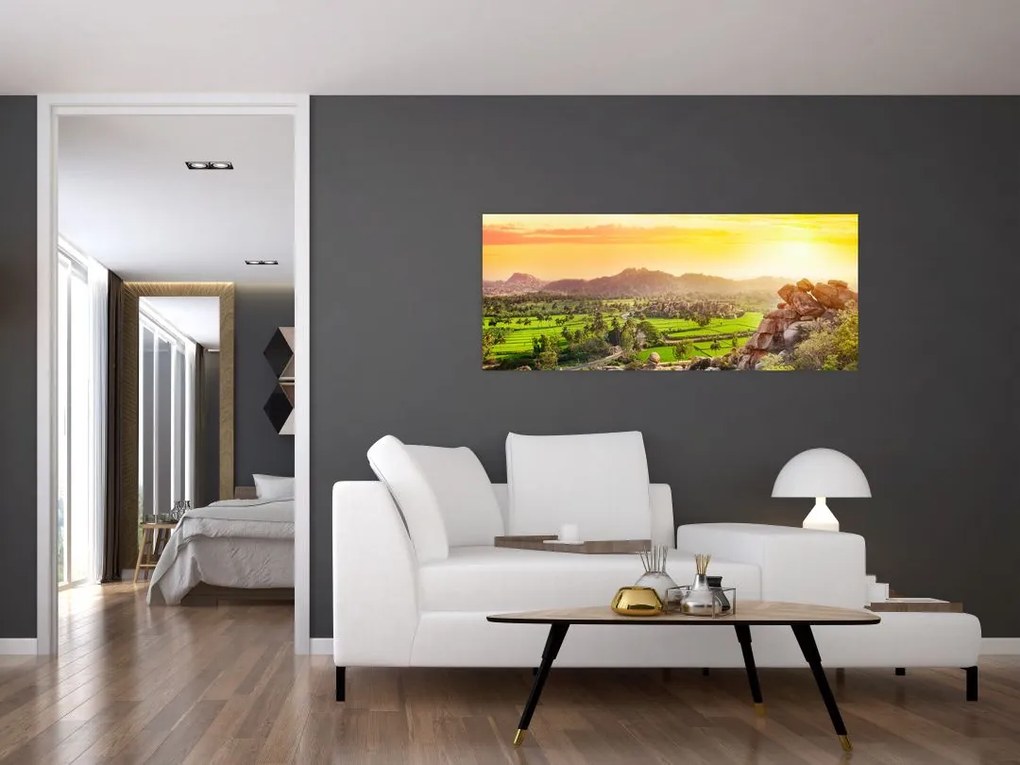 Tablou cu valea Hampi în India (120x50 cm)