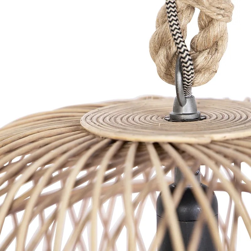 Lampă suspendată inteligentă rustică din ratan inclusă cu bec WiFi G125 - Calamus