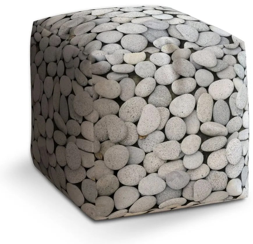 Taburet Cube pietricele, gri