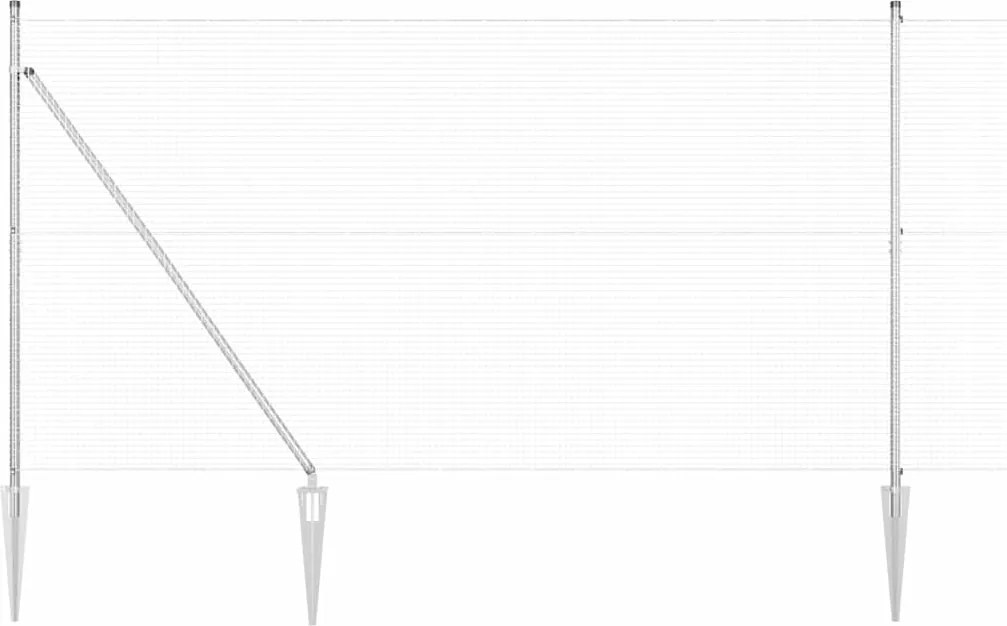 vidaXL Stâlp de gard. Argintiu 50 x 1,5 m (plasă 19 x 19 mm) Oțel