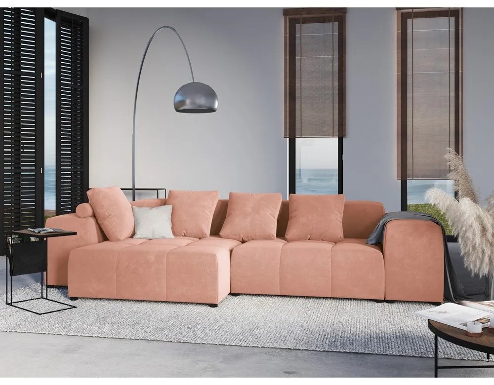 Spătar pentru canapea modulară roz cu tapițerie din catifea Rome Velvet - Cosmopolitan Design