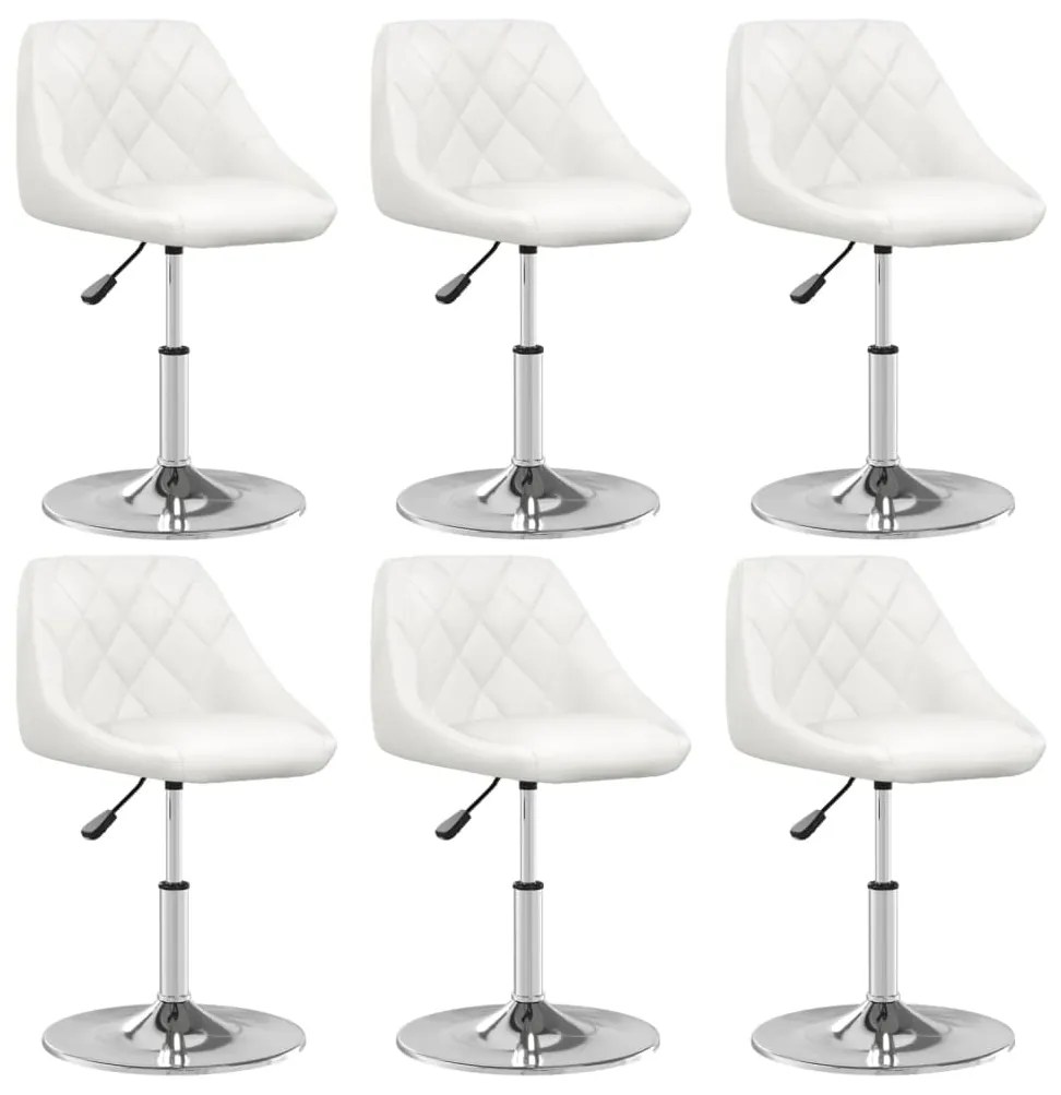 vidaXL Scaune de bucătărie, 6 buc., alb, piele ecologică