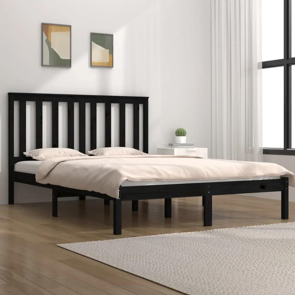 3103827 vidaXL Cadru de pat, negru, 140x190 cm, lemn masiv de pin