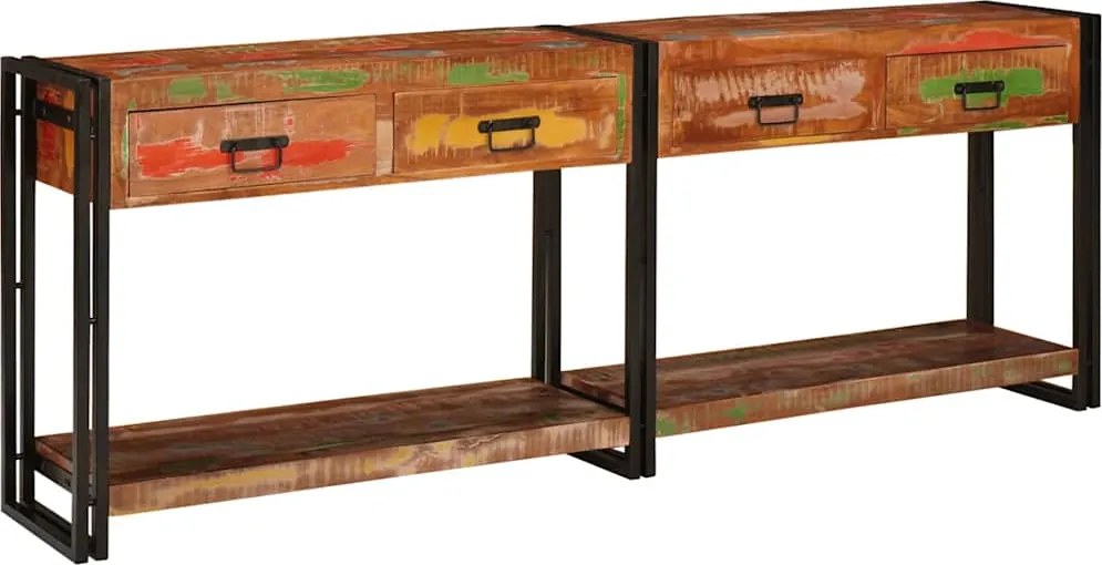 vidaXL Mese consolă cu sertar 2 pcs Multicolour Lemn recuperat masiv
