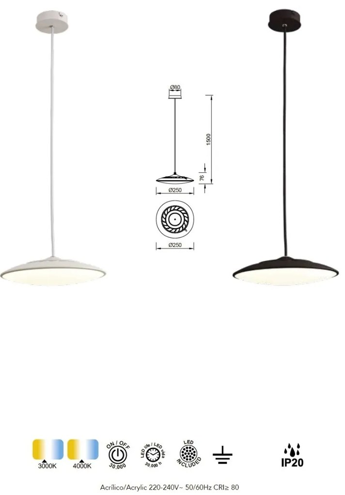 Pendul LED design minimalist SLIM 16W 3000k