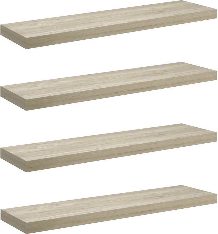 vidaXL Rafturi de perete suspendate 4 buc. stejar, 90x23,5x3,8 cm, MDF