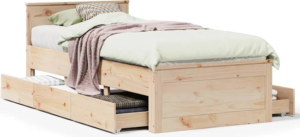 vidaXL Cadru de pat fără saltea, 90x190 cm, lemn masiv pin