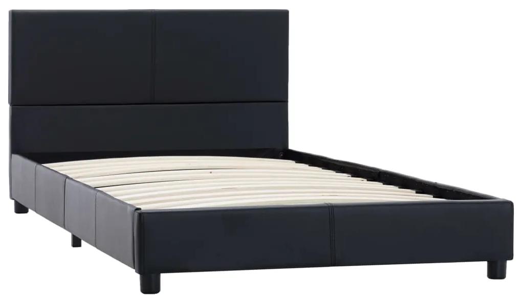 Cadru de pat, negru, 90x200 cm, piele ecologica Negru, 90 x 200 cm