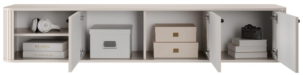 Comodă TV suspendată Vesper 3D 187 cm - cașmir / mânere negre