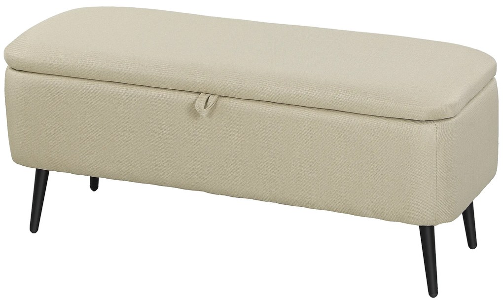 HOMCOM Bancă de Depozitare cu Capac Rabatabil și Picioare din Oțel pentru Dormitor Sufragerie Intrare 101x38,5x44,5 cm Bej | Aosom Romania