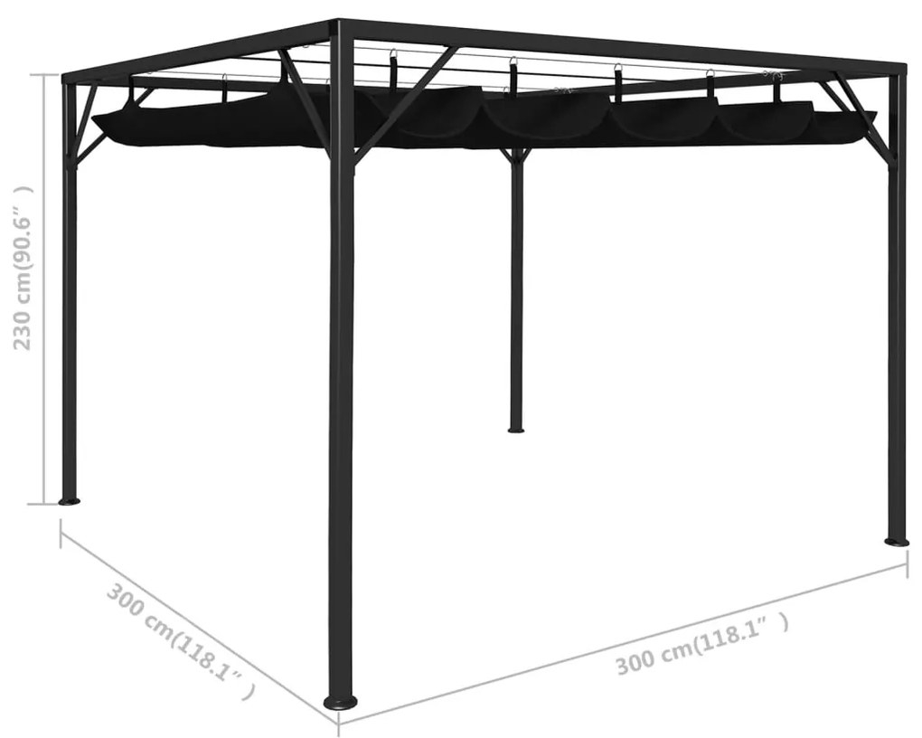 Pavilion de gradina cu acoperis retractabil, antracit, 3 x 3 m Antracit