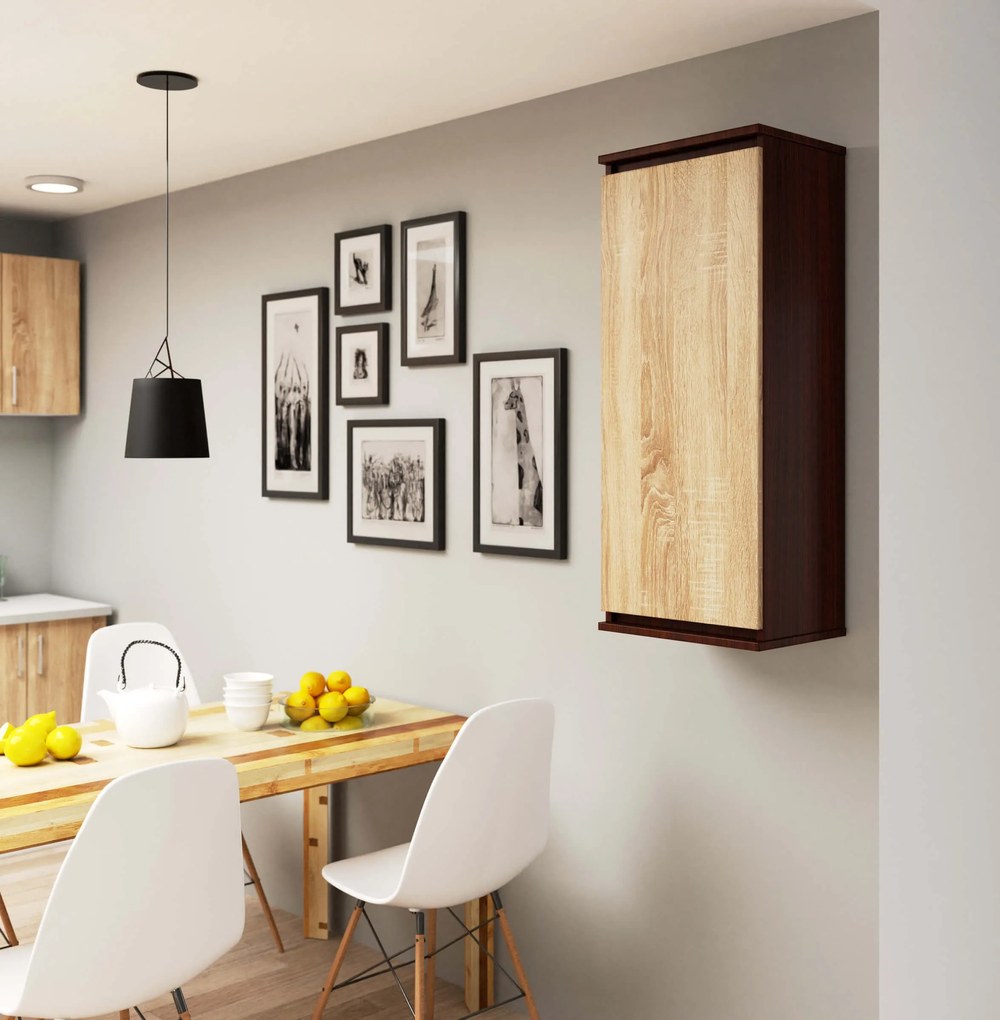 Dulap suspendat Wren II (wenge + Stejar sonoma). 1069967