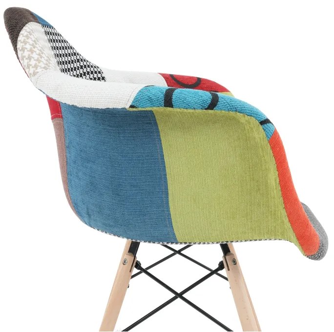 Fotoliu cu design Patchwork colorat / Fag , TOBO 3 NEW