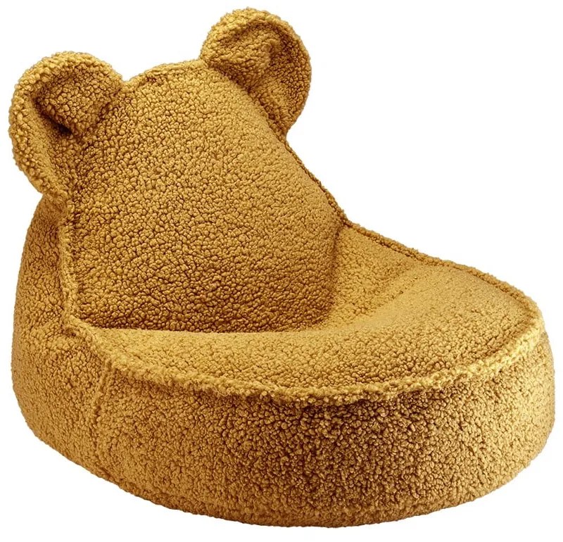 Fotoliu puf pentru copii maro cu tapițerie din țesătură bouclé Bear – Wigiwama