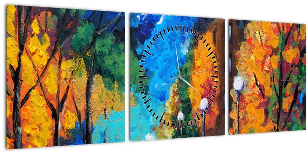 Tablou - Îndrăgostiții, Pointilism (cu ceas) (90x30 cm)