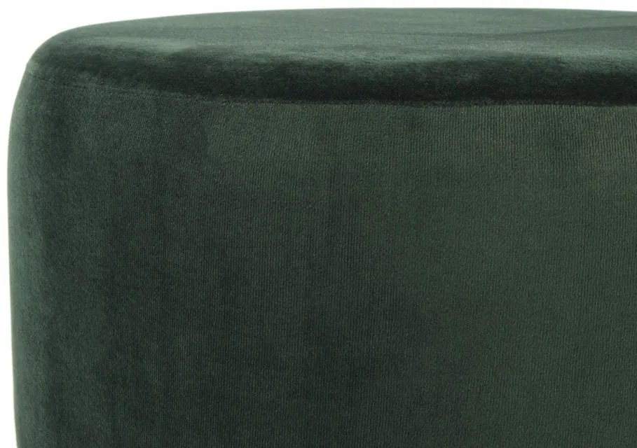 Puf/ Taburet tapitat cu franjuri Rebecca verde inchis / negru / argintiu