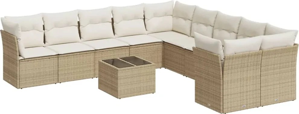 vidaXL Set canapele de grădină cu perne, 11 piese, bej, poliratan