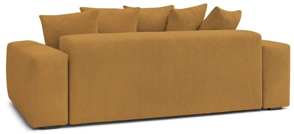 Canapea galben-muștar cu tapițerie din catifea reiată 280 cm Voltaire – Bobochic Paris