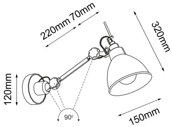 Lampă de perete DAISEN 1xE27/15W/230V neagră Shilo 4481