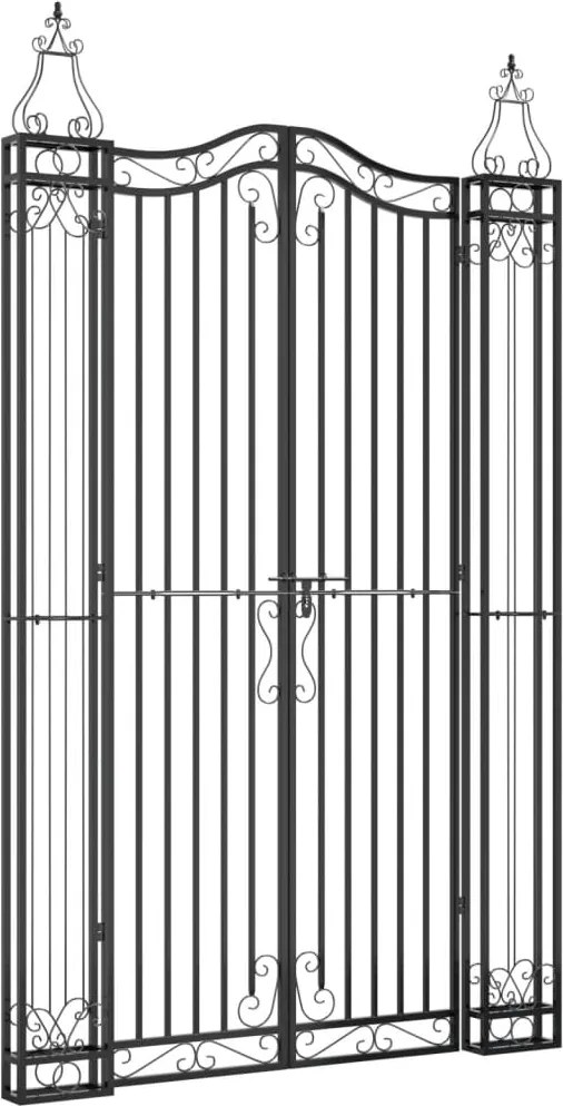 vidaXL Poartă de grădină, negru, 121x8x200 cm, fier forjat