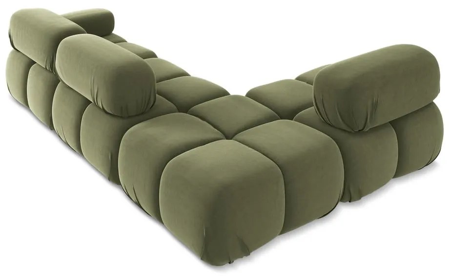 Colțar modular verde deschis cu tapițerie din catifea (cu colț pe partea stângă) Lokua – Makamii