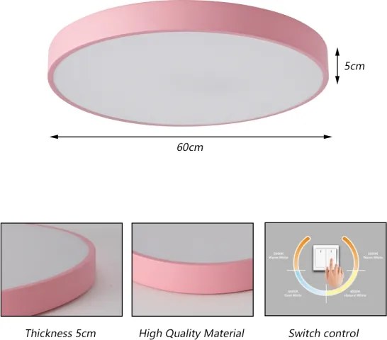 Brilagi - Plafonier LED POOL, 60 W, 230 V, 3000/4000/6000 K, 60 cm, roz
