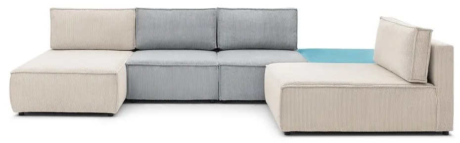 Colțar cu tapițerie din catifea reiată (cu colț variabil) Nihad modular – Bobochic Paris