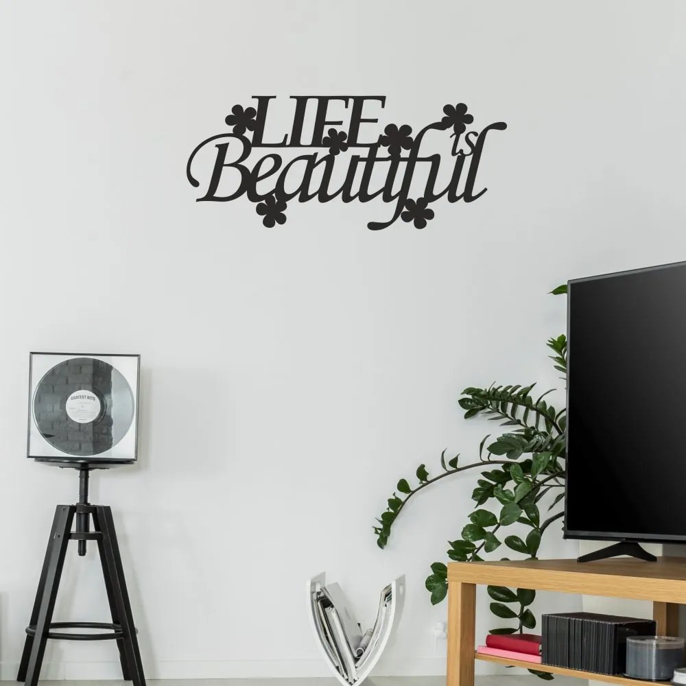 Autocolant de perete Life is beautiful  21 x 50 cm Albastru