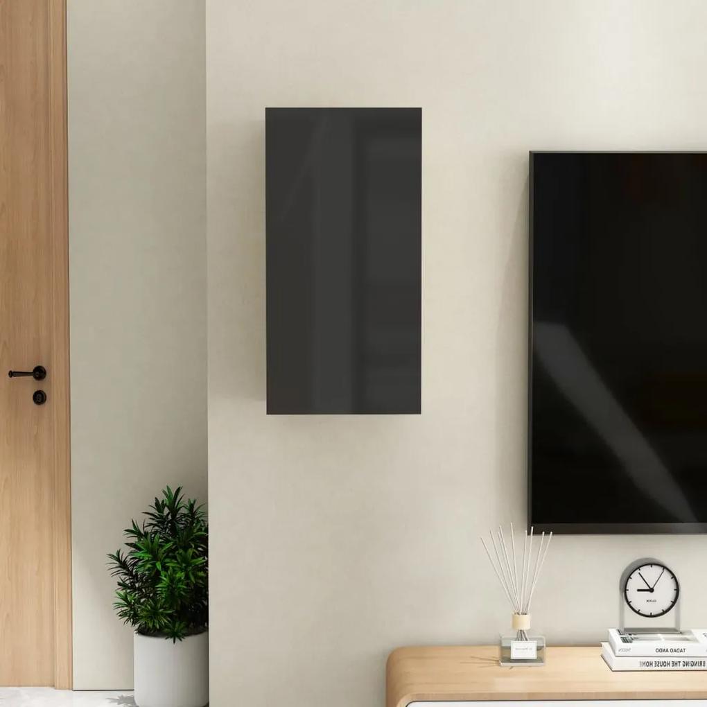 Comoda TV, negru extralucios, 30,5x30x60 cm, PAL 1, negru foarte lucios, 30.5 x 30 x 60 cm