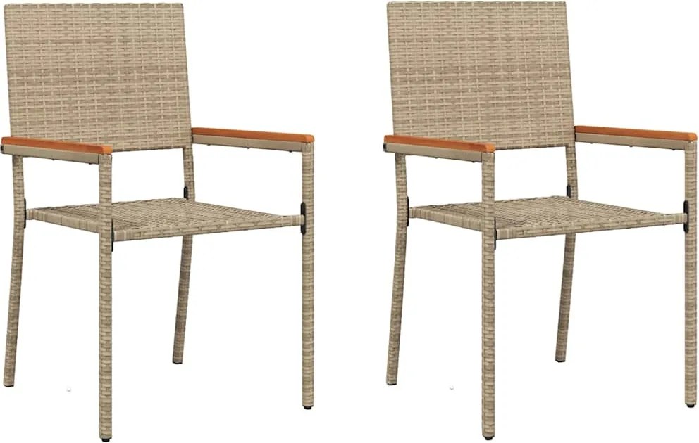 vidaXL Scaune de grădină stivuibile 2 pcs Crem și Marron