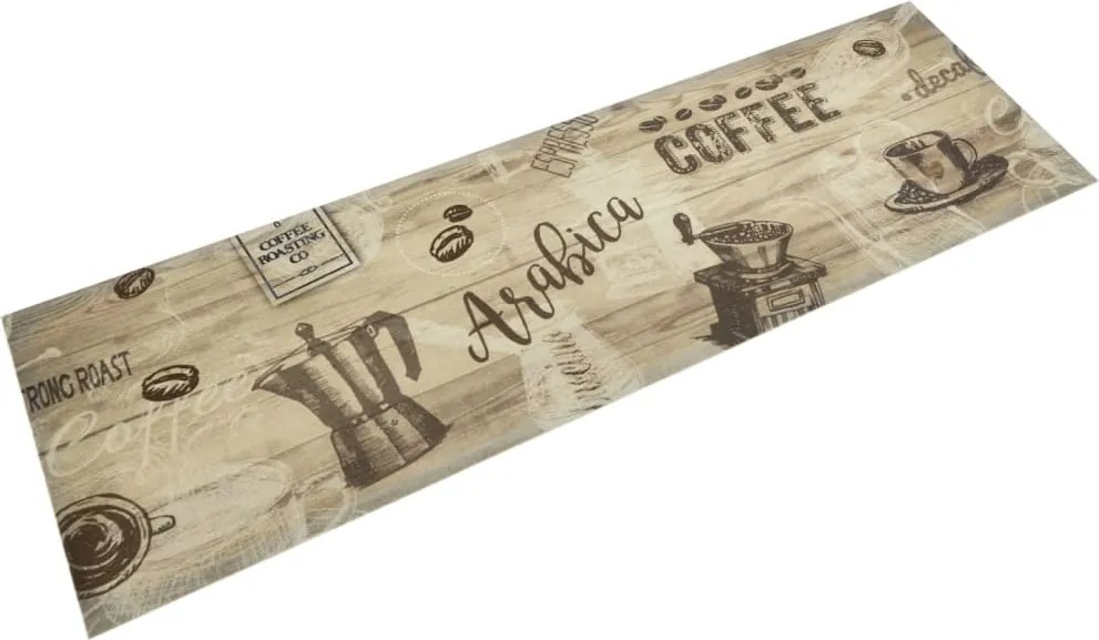 vidaXL Covor de bucătărie lavabil Coffee, maro, 45x150 cm, catifea
