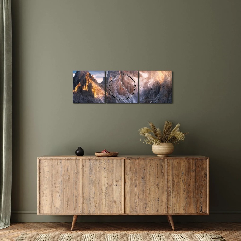 Tablou - Panoramă de munte (cu ceas) (90x30 cm)