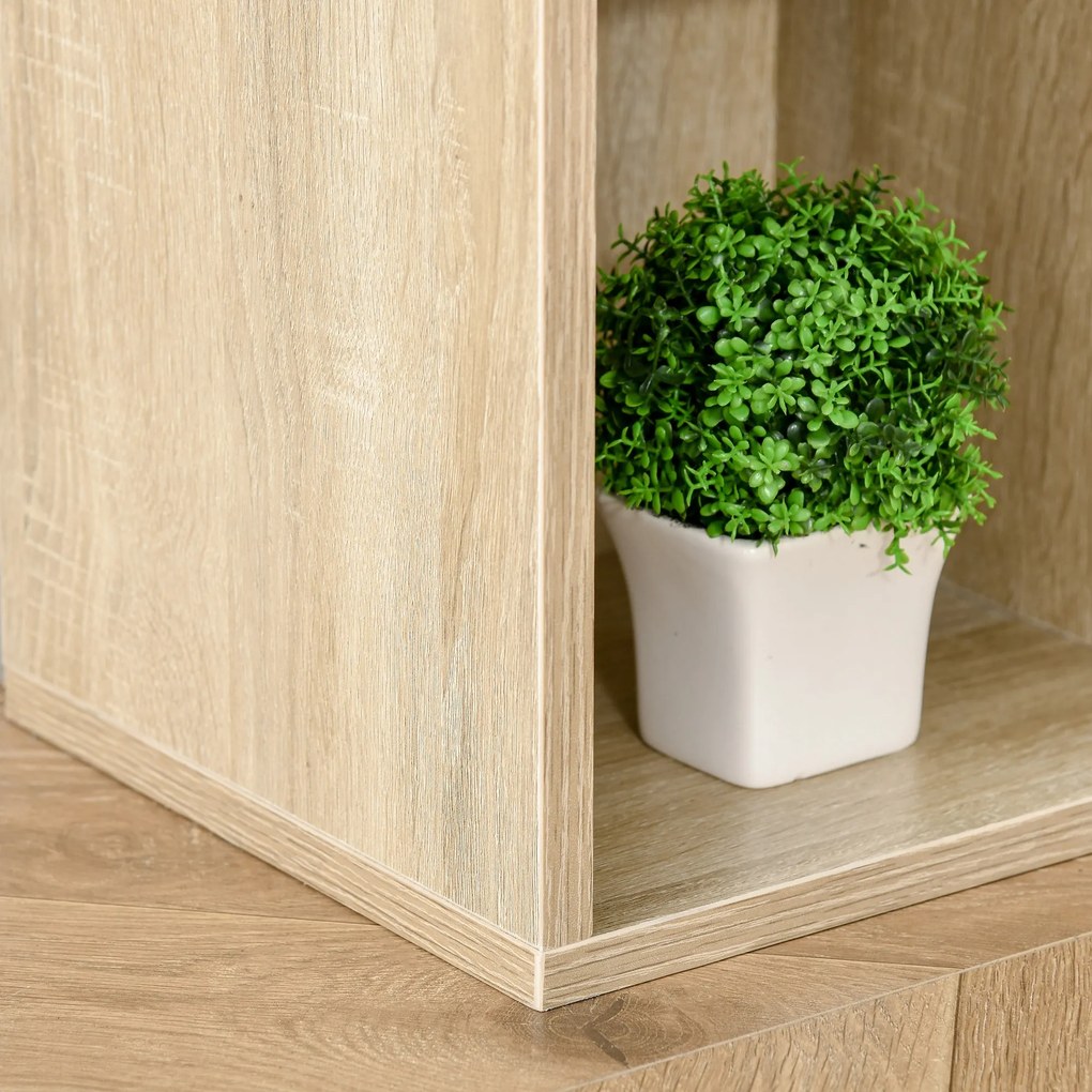 HOMCOM Bibliotecă de Lemn Raft de Cărți cu 7 Compartimente pentru Plante Fișiere 50x24x106 cm Roble | Aosom Romania