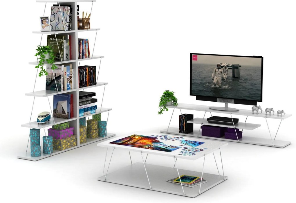 Biblioteca - Tars Mini Alb/Crom