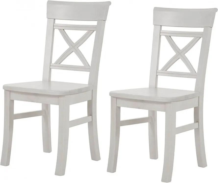 Set de 2 scaune Fjord din lemn masiv de pin nordic, alb, 45 x 94 x 43 cm