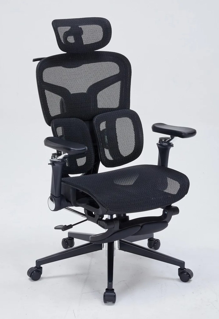 DeluxStar T9 MESH Premium – Scaun Ergonomic, Cotiere 6D, Suport Lombar Adaptiv, Spătar Reglabil pe Înaltime în 5 poziții, Mecanism Înclinare/Blocare, Mesh, Negru