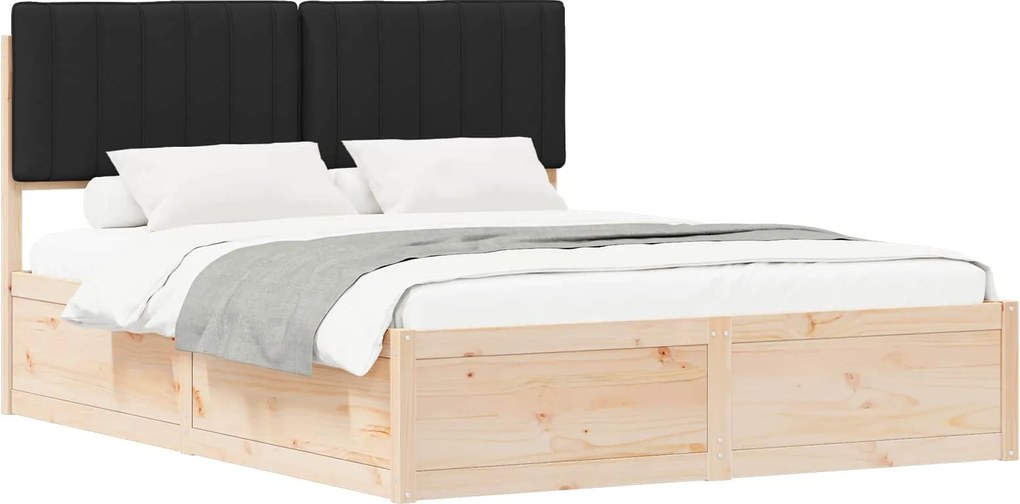 vidaXL Cadru de pat cu tăblie tapițată cu headboard Negru 150 x 200 cm