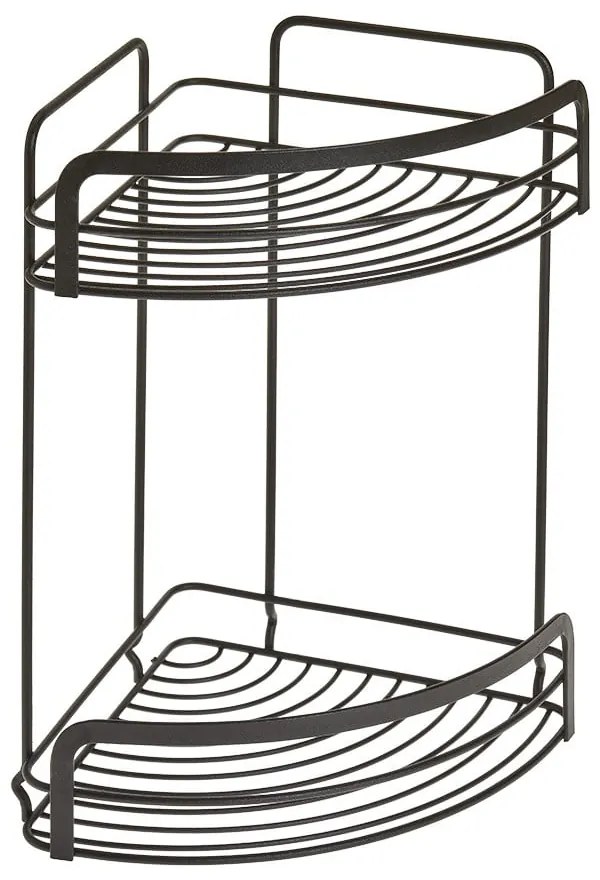 Raft de colț cu 2 etaje pentru baie Metaltex Origin Lava, negru