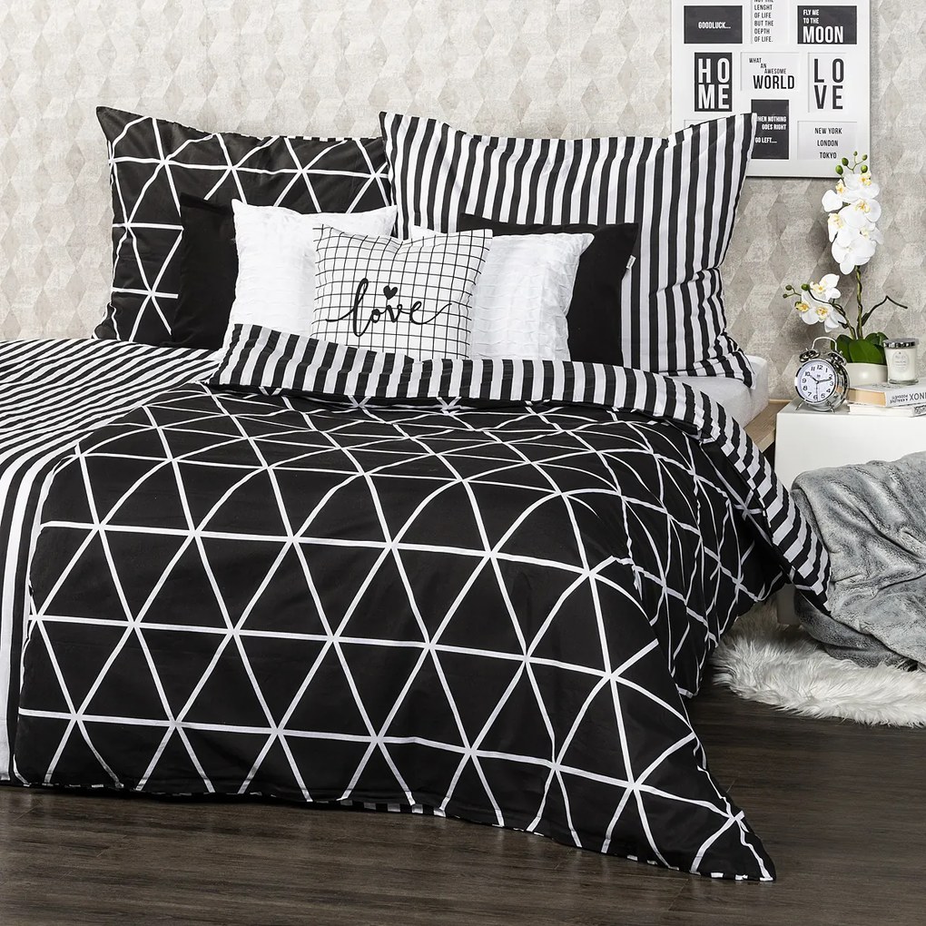 Lenjerie de pat din bumbac 4Home Galaxy, negru, 140 x 200 cm, 70 x 90 cm