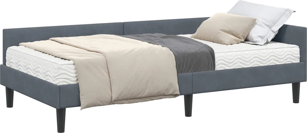 vidaXL Cadru de pat colțar cu saltea Altele Manual 2 pcs Gri Catifea