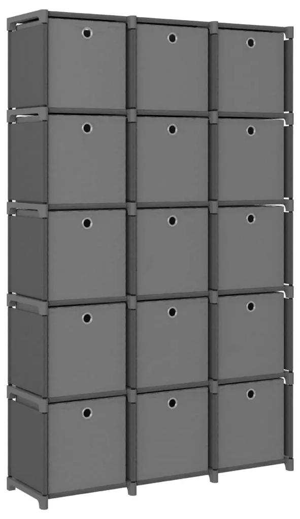 322621 vidaXL Raft expunere 15 cuburi, cutii, gri 103x30x175,5 cm, textil