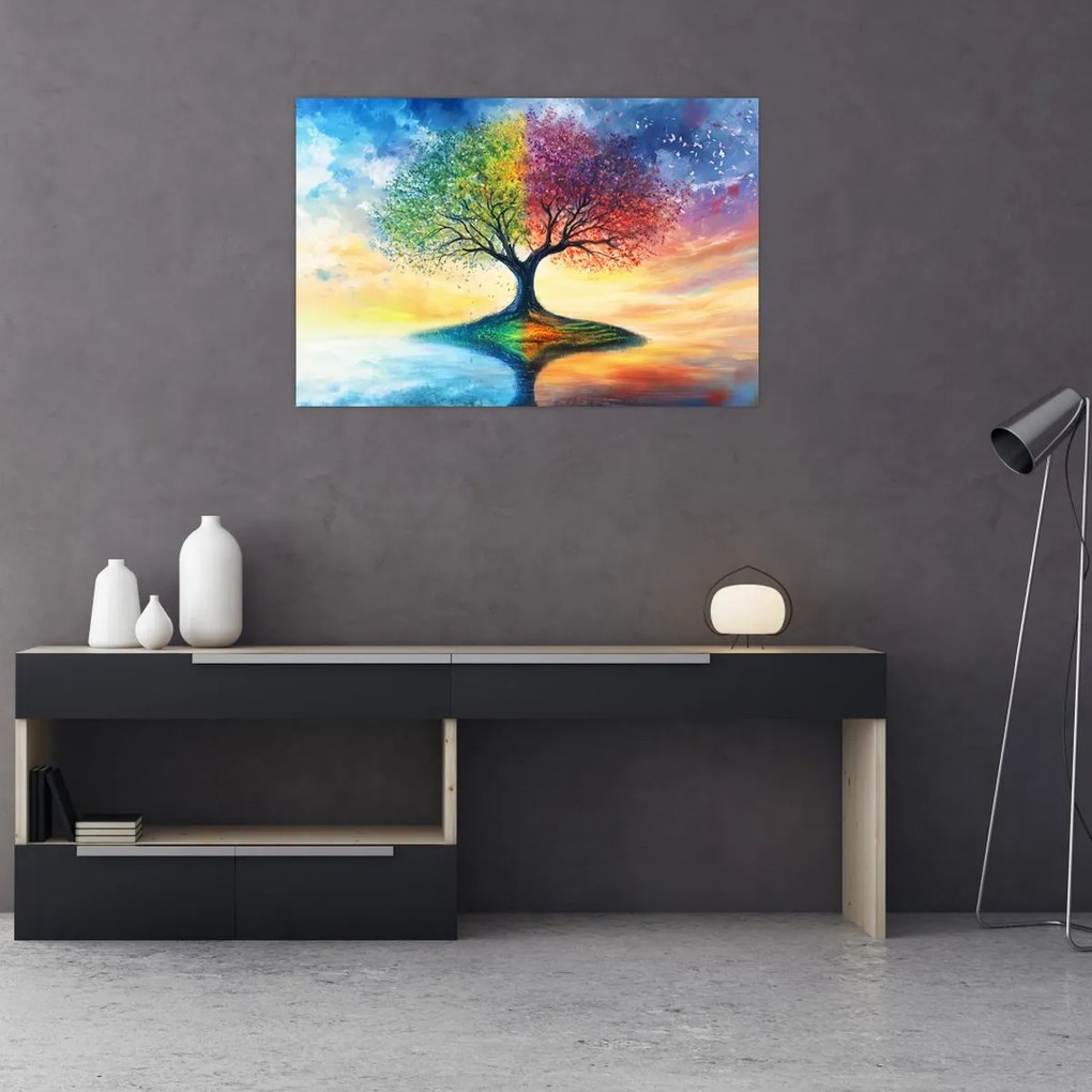 Tablou – Arbore pictat al anotimpurilor (90x60 cm)