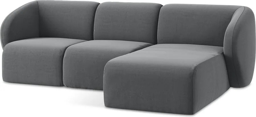 Colțar gri cu tapițerie din catifea (cu colț pe partea dreaptă/cu șezlong) Lani – Makamii