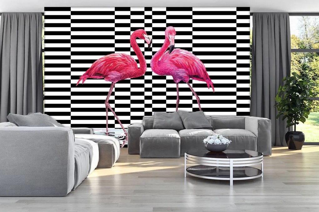 Fototapet - Flamingo 3D (254x184 cm)