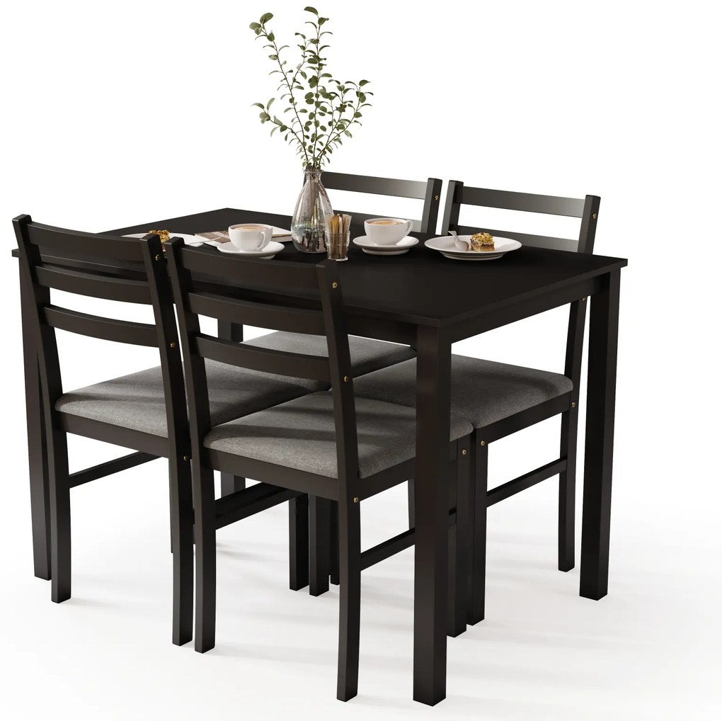 MAZZONI EXPORT Set TORINO masă + 4 scaune Negru/Gri deschis (material Sawana 21) - SET DE LEMN PENTRU BUCĂTĂRIE/SUFRAGERIE