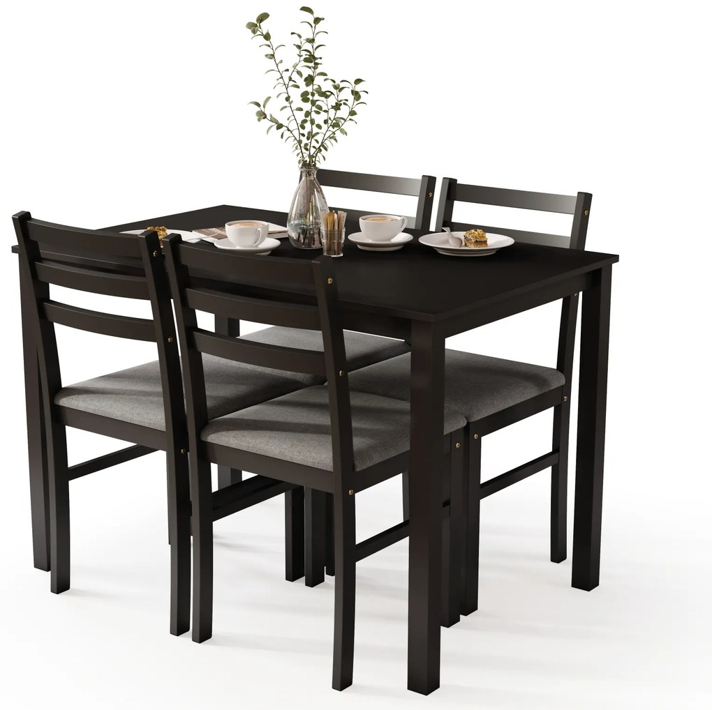 MAZZONI EXPORT Set TORINO masă + 4 scaune Negru/Gri deschis (Sawana 21)
