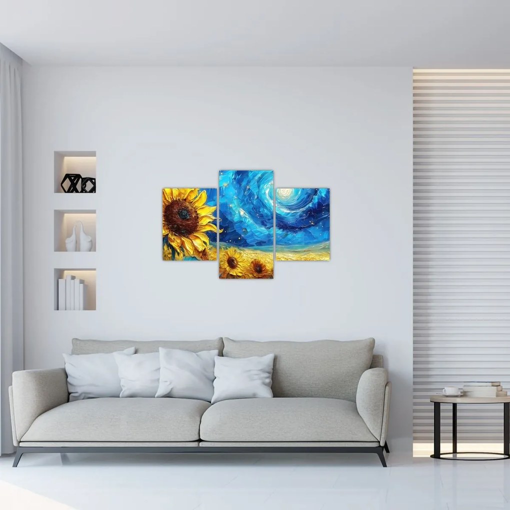 Tablou - Pictura floarea-soarelui (90x60 cm)
